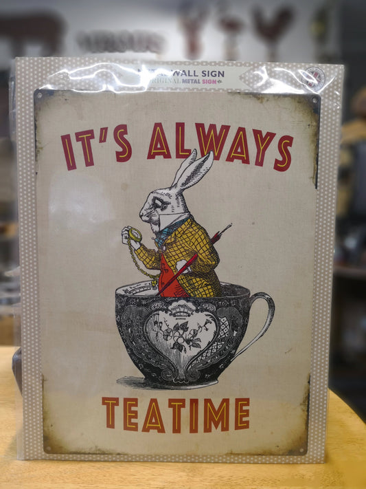Alice It's Always Teatime Tin Sign - Large