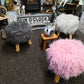 Fluffy Foot Stool - White/Light Grey