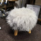 Fluffy Foot Stool - White/Light Grey