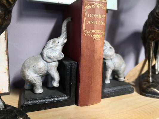Elephant Book Ends pair cast iron
