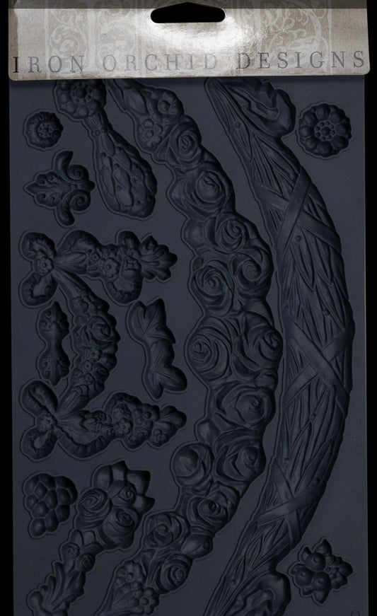 Iron Orchid Designs Swags grey silicone Mould front of packet