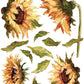 Four big yellow sunflowers Iron Orchid Designs Painterly Florals Transfer on a white background