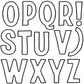 Iron Orchid Designs Retro 12" x 12" capitalised alphabet stamps from O to Z sheet two