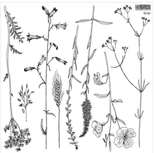 Iron Orchid Designs floral Sprigs 12" x 12" stamp