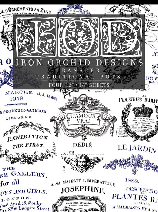 Iron Orchid Designs Traditional Pots Labels Transfer front of packet