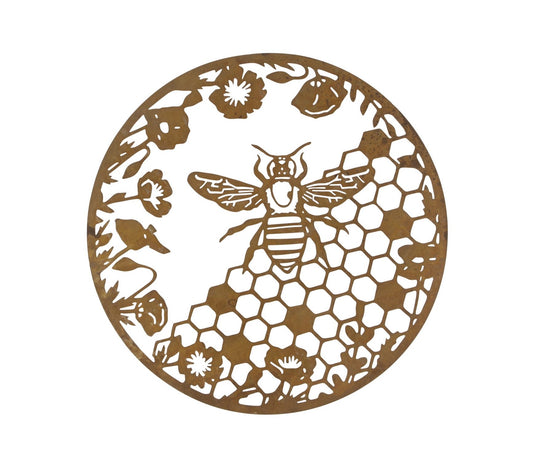 Rusty Bee Honeycomb Garden Wall Decoration