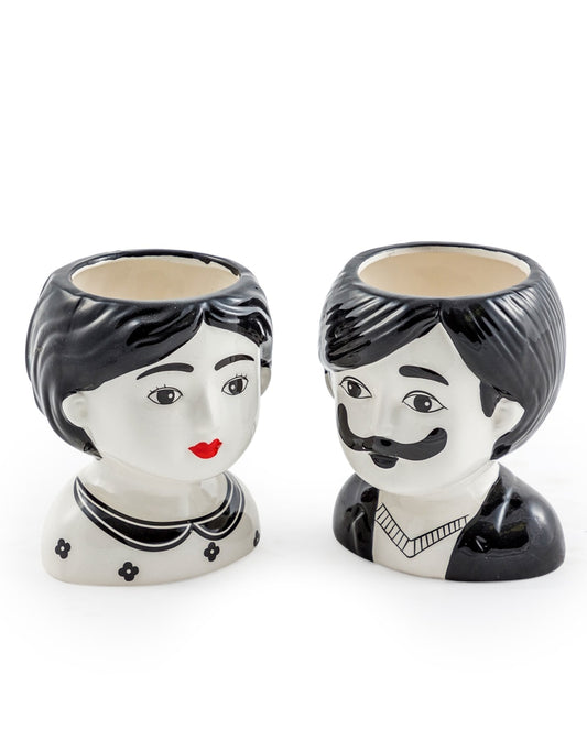 Mr and Mrs Flowerpot - Ceramic Pots - Set of 2