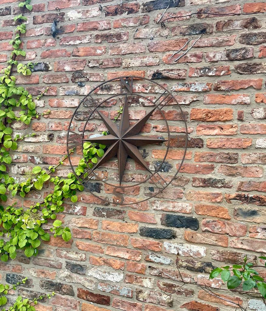 Rusty Compass Garden Wall Decoration