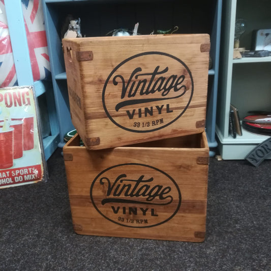 Small Antiqued Vintage Vinyl LP Records Box