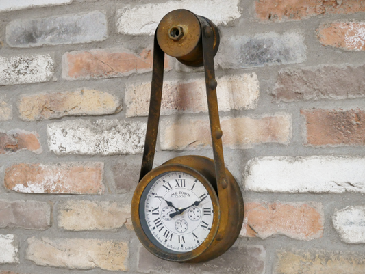 Industrial Clock Hanging on Pulley