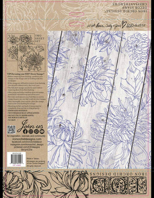 Iron Orchid Designs Chrysanthemum stamp back of packet