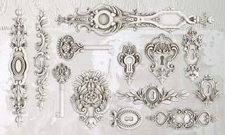 Iron Orchid Designs Lock and key grey Mould castings made from white clay