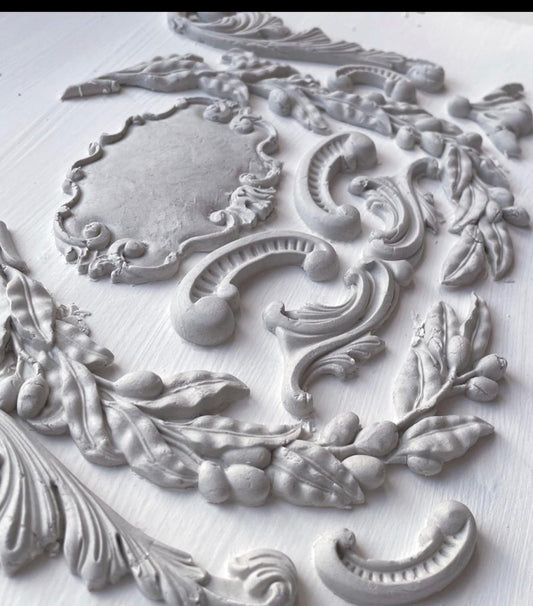 Iron Orchid Designs Olive Crest Mould castings in white clay
