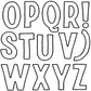 Iron Orchid Designs Retro 12" x 12" capitalised alphabet stamps from O to Z sheet two