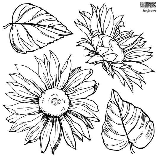 Iron Orchid Designs Sunflowers 12" x 12" stamp sheet one