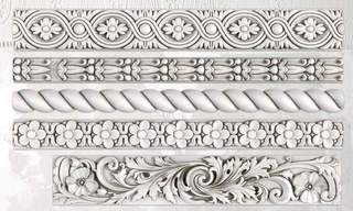 White clay castings from Iron Orchid Designs Trimmings Two decorative trims Mould