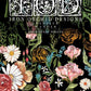 Brightly coloured big flowers on the cover of Iron Orchid Designs Wander Transfer front of packet